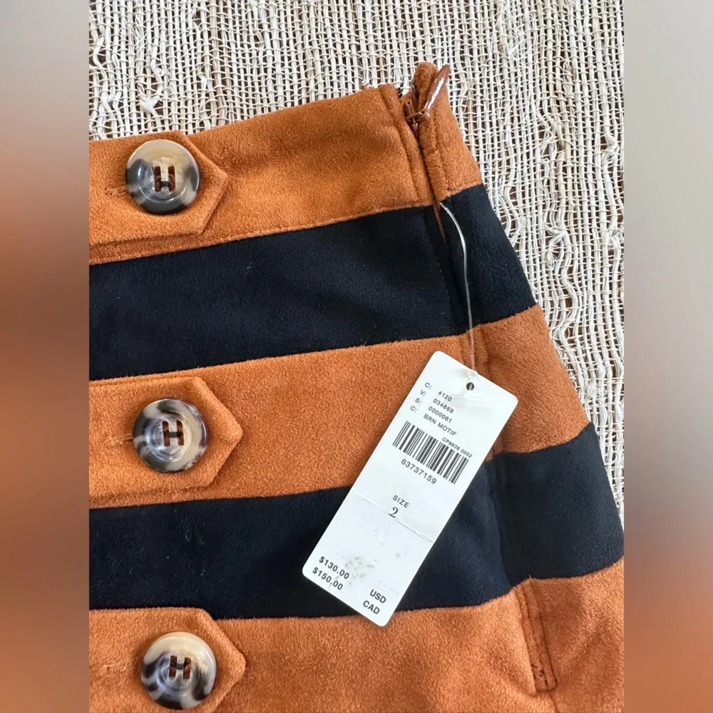 Striped Black and Brown Button-Up Skirt - Picture 6 of 8